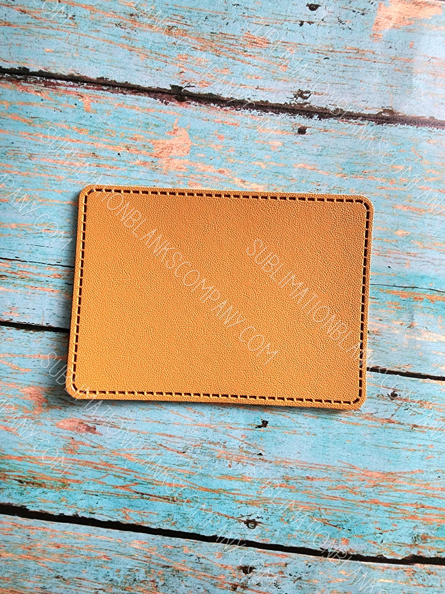 Rectangle 3.5" x 2.5" Retro Sandstone or Tan Leather Hat Patch Sublimation Blank! 4" Rounded Rectangle! Laserable!