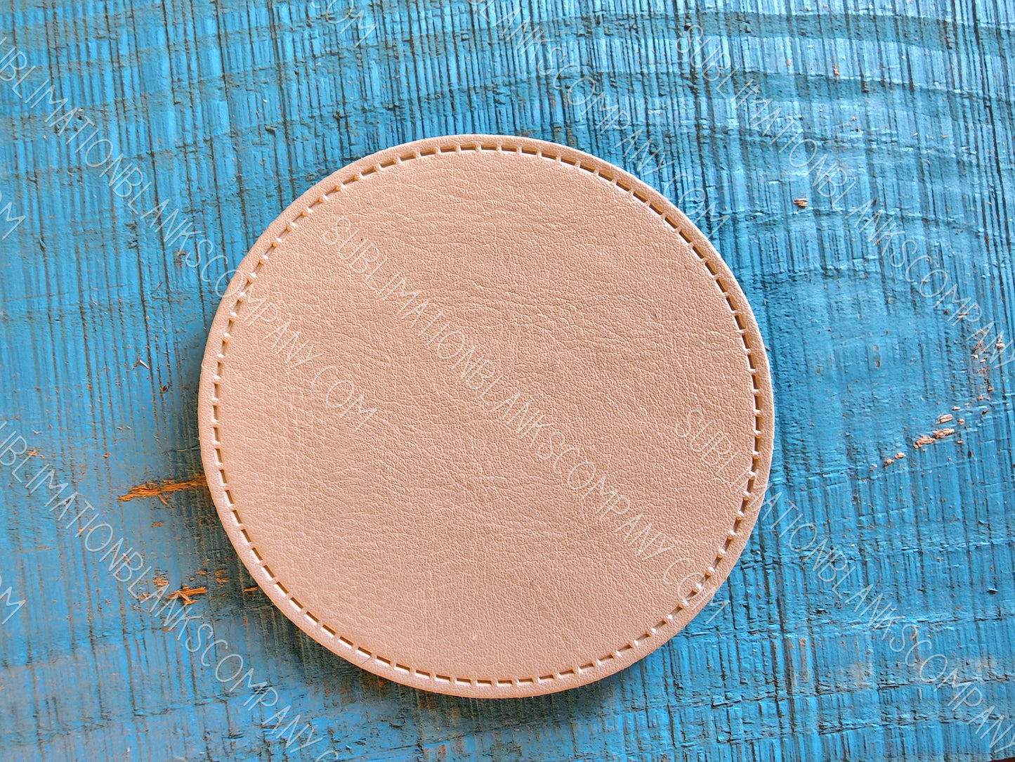 3" Circle Sandstone Faux Leather Hat Patch Sublimation Blank! Round! PU Leather. Laserable!