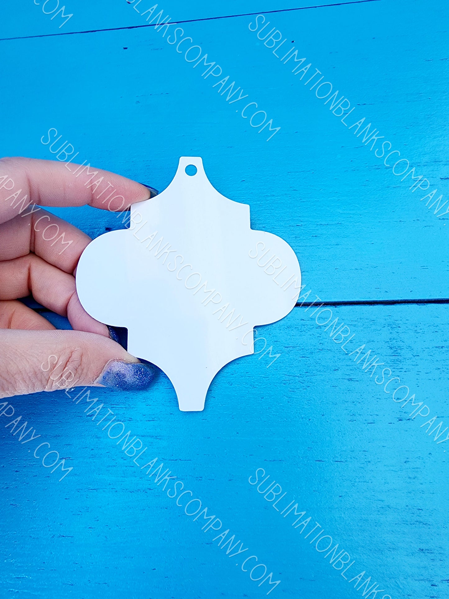 Aluminum Arabesque Tile Shaped 2-sided Christmas Holiday Ornament Sublimation Blank. Also Laserable!