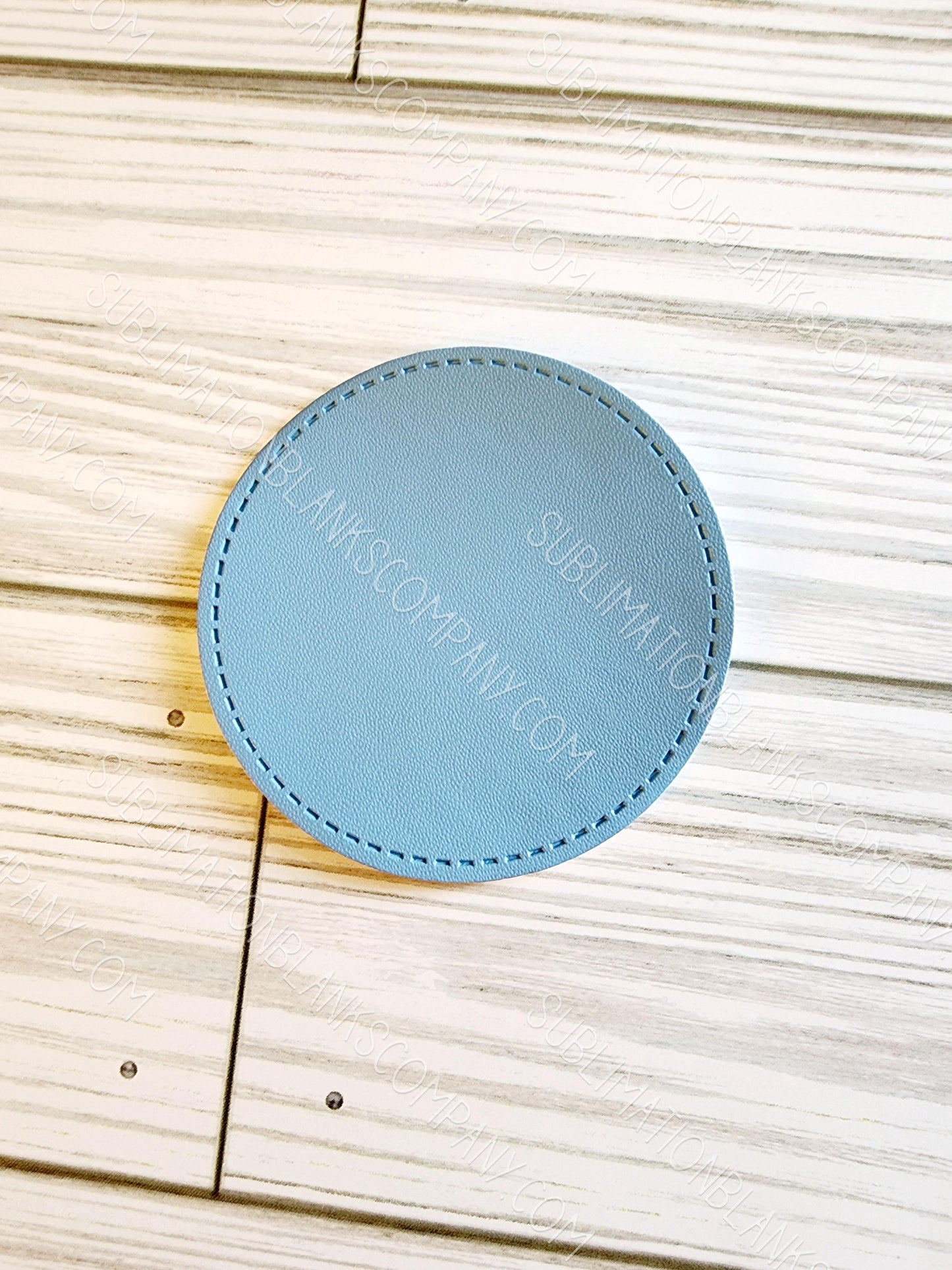Circle Blue Faux Leather Hat Patch Sublimation Blank! 2.5" Round! PPU Leather. Laserable!