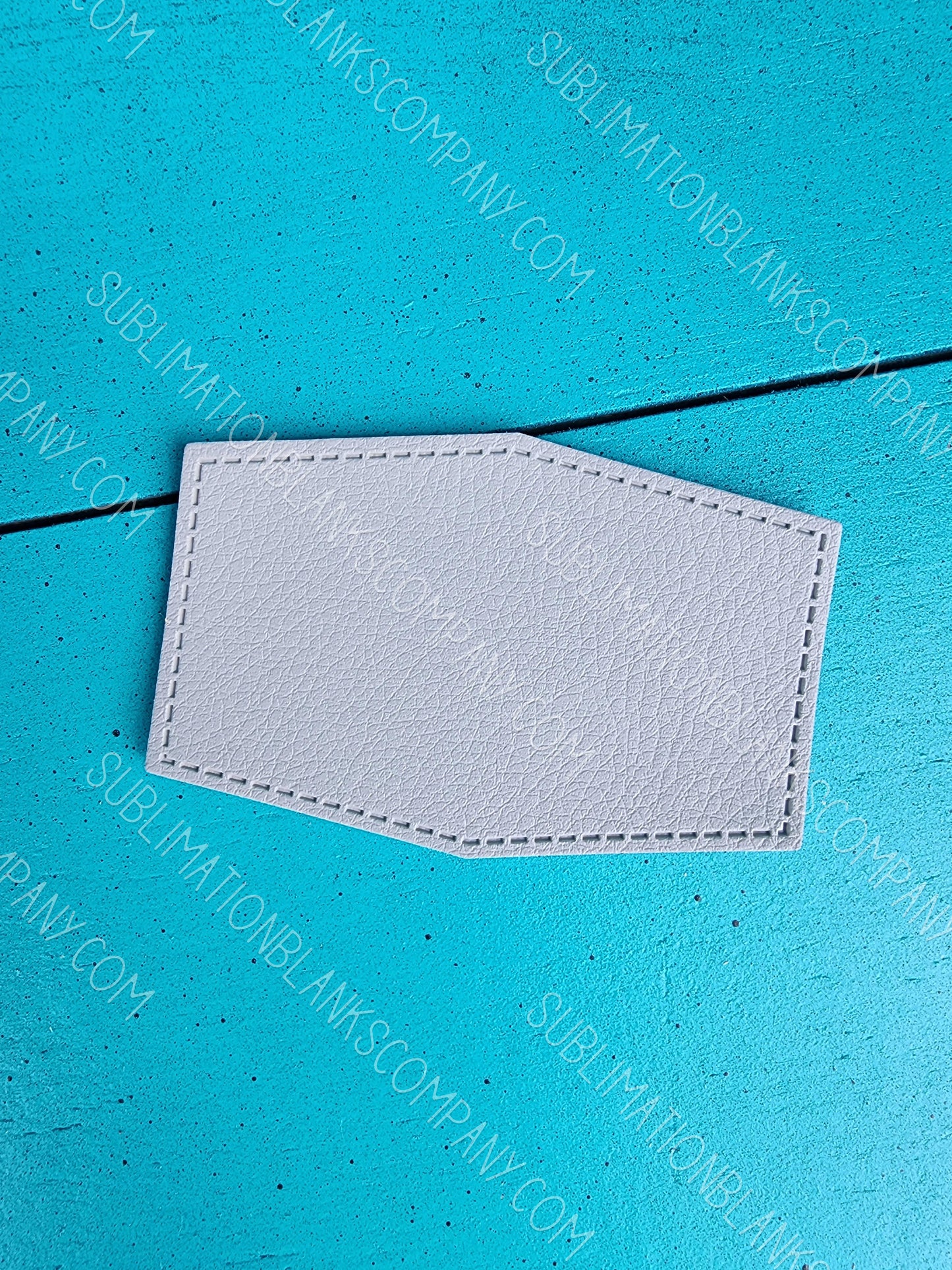Diamond Hexagon Shape Faux Leather Hat Patch Sublimation Blank! PU Leather. Laserable! Tan or Grey