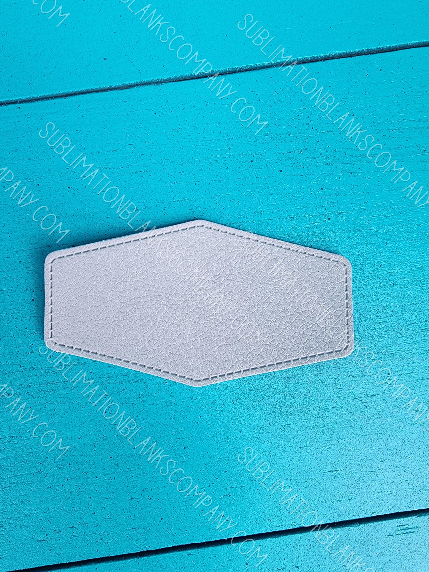 Diamond Hexagon Shape Faux Leather Hat Patch Sublimation Blank! PU Leather. Laserable! Tan or Grey