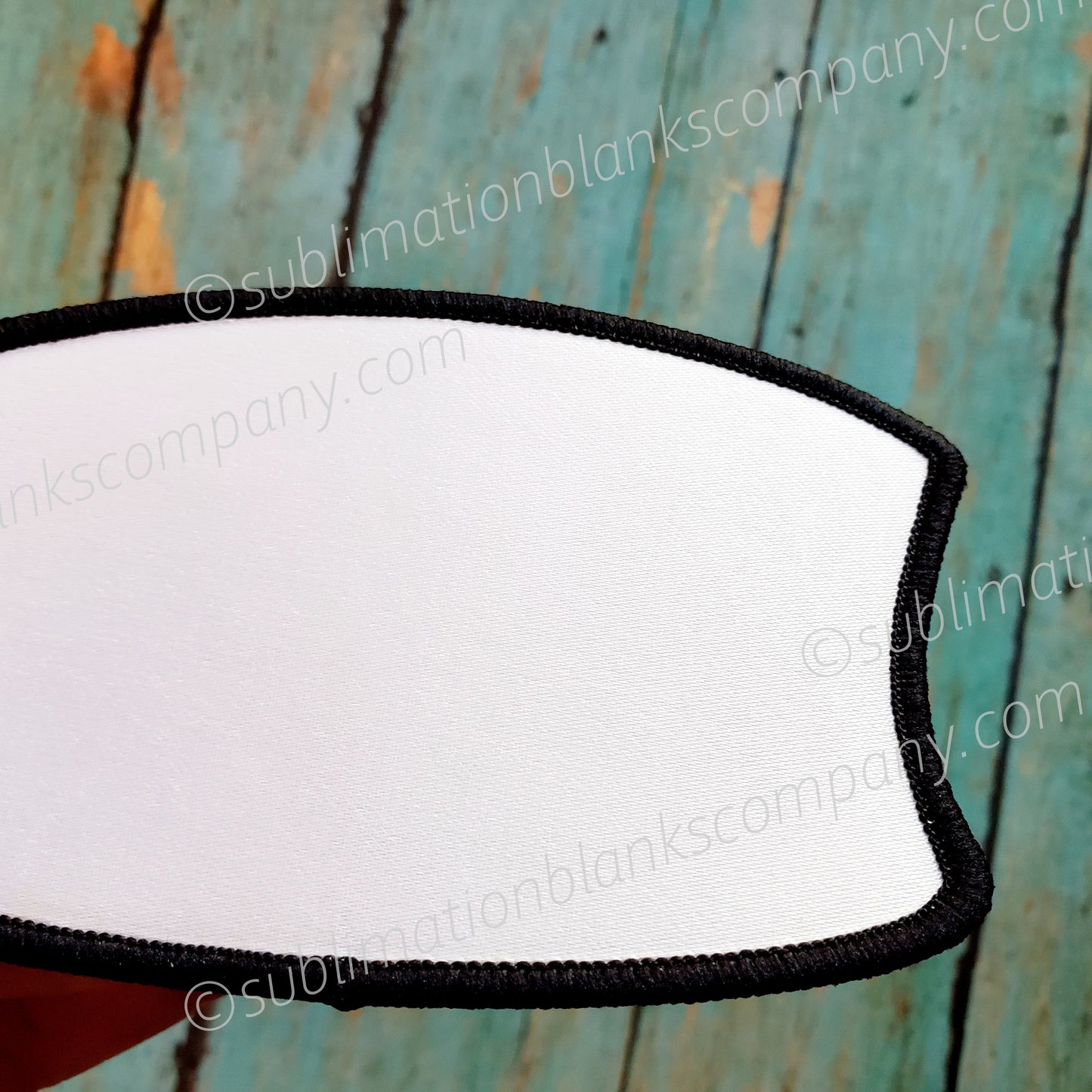 Inverted Rectangle Hat Patch Sublimation Blank with Black Trim