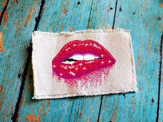 Distressed Burlap Rectangle Hat Patch Sublimation Blank. Raggy