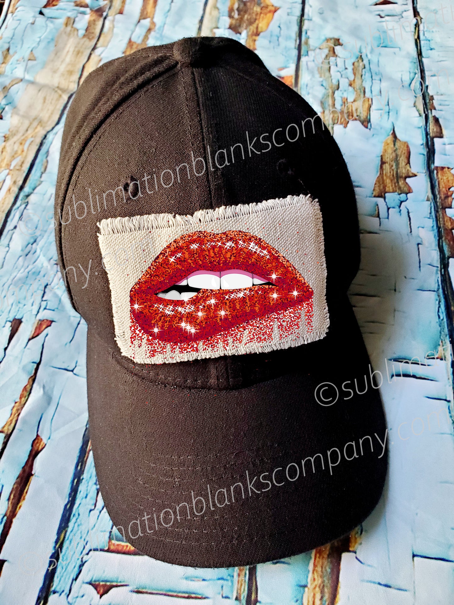Distressed Burlap Rectangle Hat Patch Sublimation Blank. Raggy