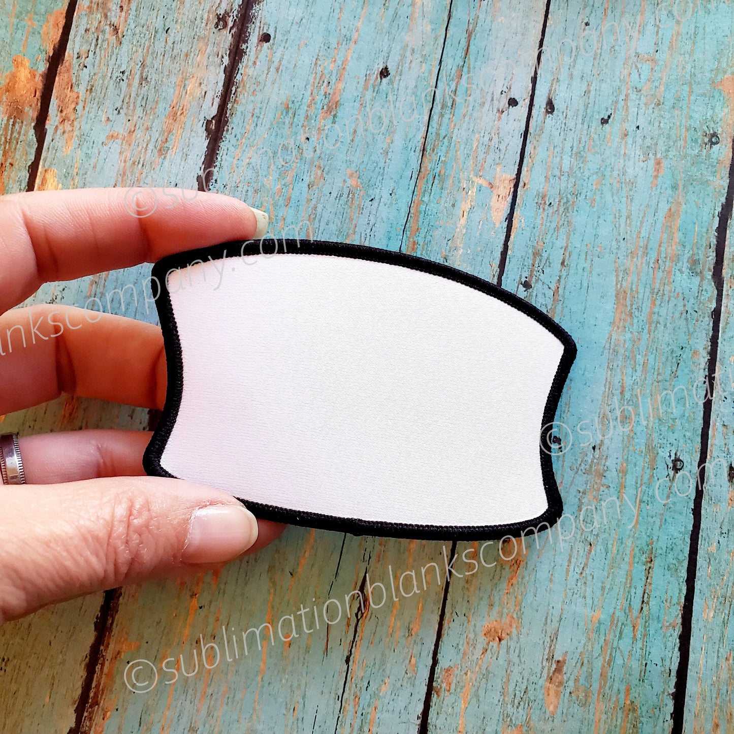 Inverted Rectangle Hat Patch Sublimation Blank with Black Trim