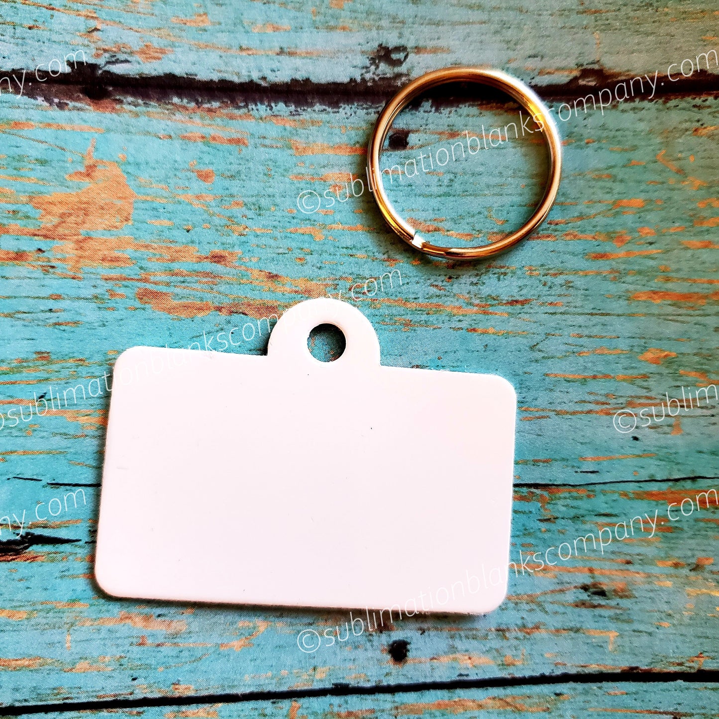 2-sided Rectangle License Plate Pet ID Tag Sublimation/Laserable Blank with Hanging Ring