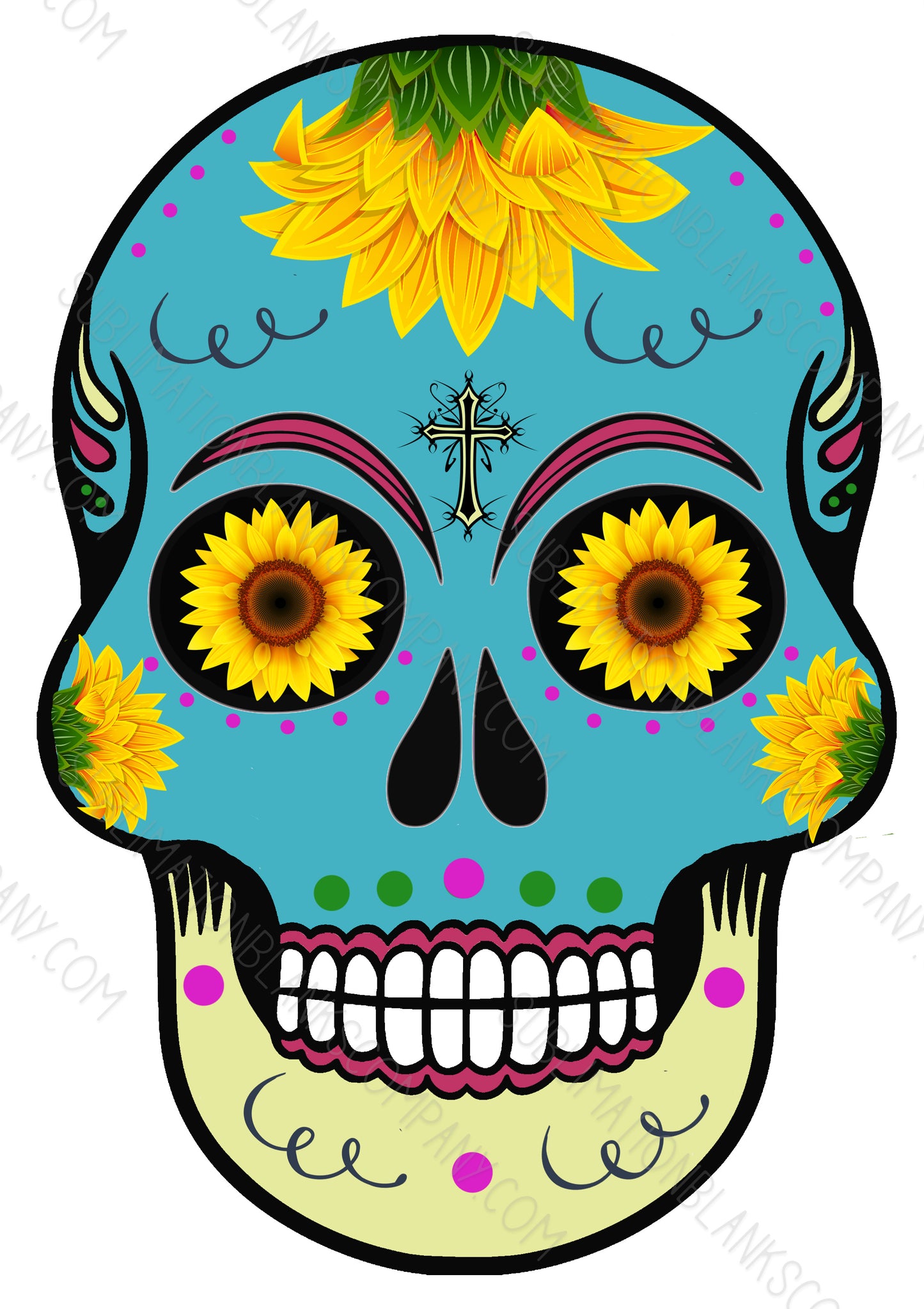 Sunflower Sugar Skulls .svg digital download artwork