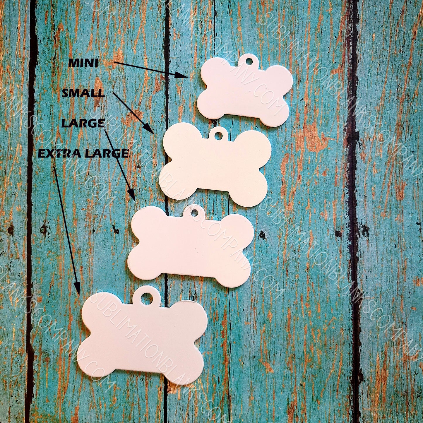 2-sided Dog Bone Shape Dog Pet ID Tag Aluminum Metal Sublimation/Laserable Blank with Hanging Ring