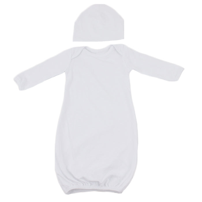 Newborn Baby Sleeping Gown and Hat Sublimation Blank Set. 0-3 Months Size.