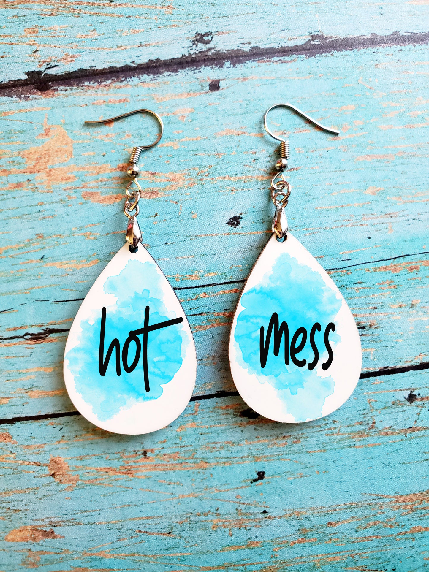 Pair of Teardrop Shape MDF Earrings with Hanging Hardware (set of 2). Laserable!