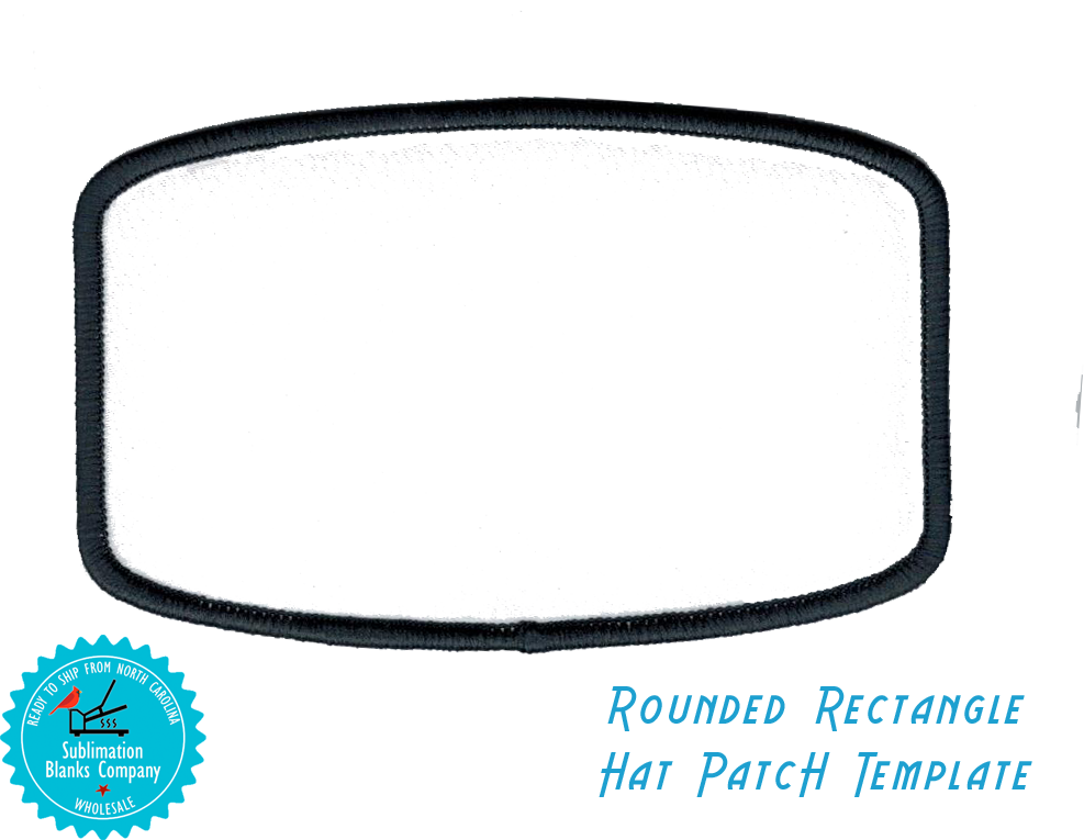 Rounded Rectangle Hat Patch Sublimation Blank with Black Trim