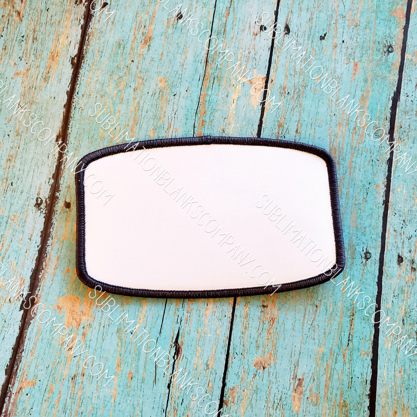 Rounded Rectangle Hat Patch Sublimation Blank with Black Trim