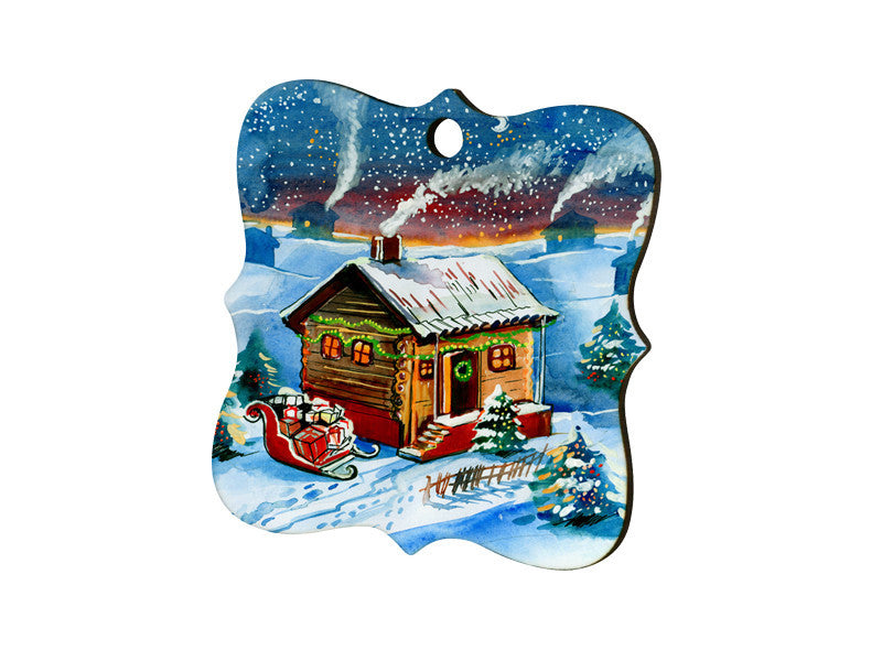 Square MDF Benelux Prague Decorative 2-Sided Christmas Holiday Ornament Sublimation Blank. Also laserable!