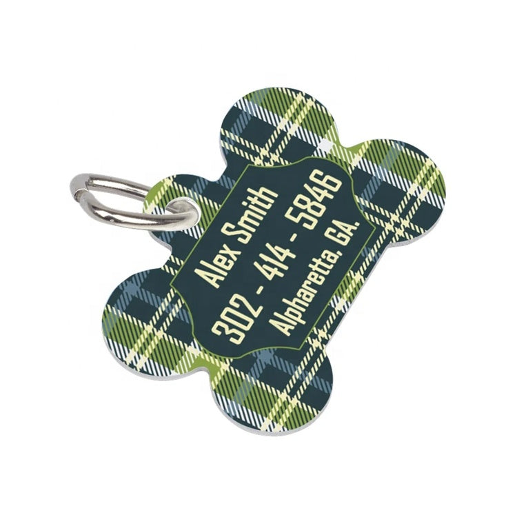 2-sided Dog Bone Shape Dog Pet ID Tag Aluminum Metal Sublimation/Laserable Blank with Hanging Ring