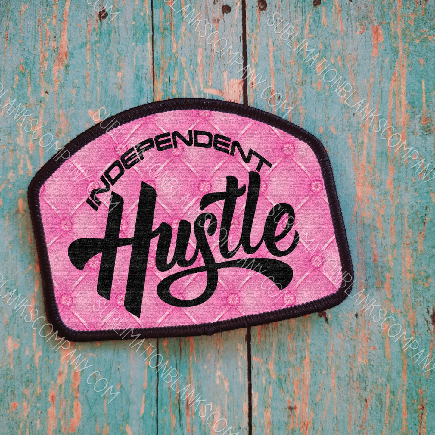 Rounded Top Rectangle Hat Patch Sublimation Blank with Black Trim