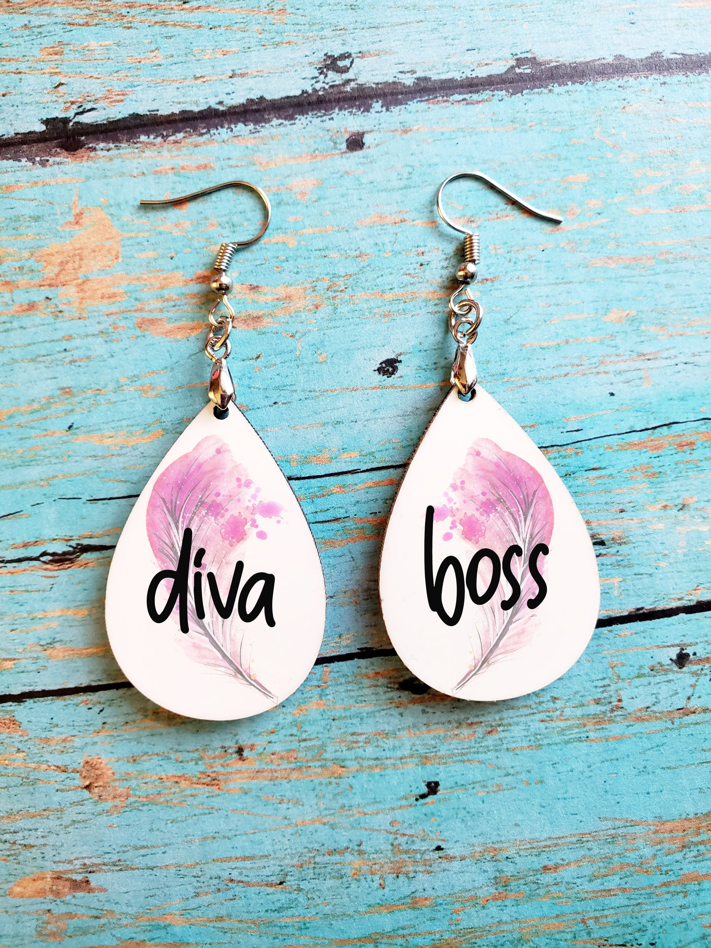 Pair of Teardrop Shape MDF Earrings with Hanging Hardware (set of 2). Laserable!