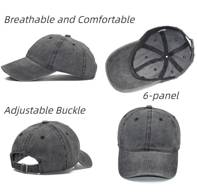 Adjustable Stonewashed Unisex Baseball Trucker Hat Cap with Slide Buckle