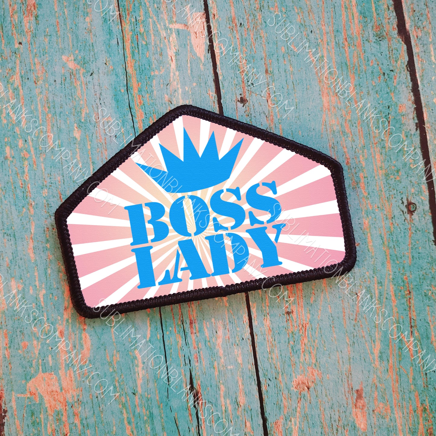 Half Diamond Hat Patch Sublimation Blank with Black Trim