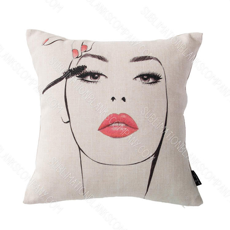 15.5" Square Natural or White Linen Burlap Pillow Cover Sublimation Blank