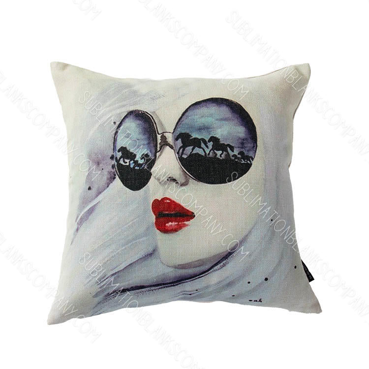 15.5" Square Natural or White Linen Burlap Pillow Cover Sublimation Blank