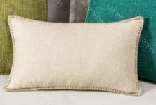 Simple Stitch Natural Lumbar or Square Farmhouse Pillow Cover with Burlap Trim Sublimation Blank