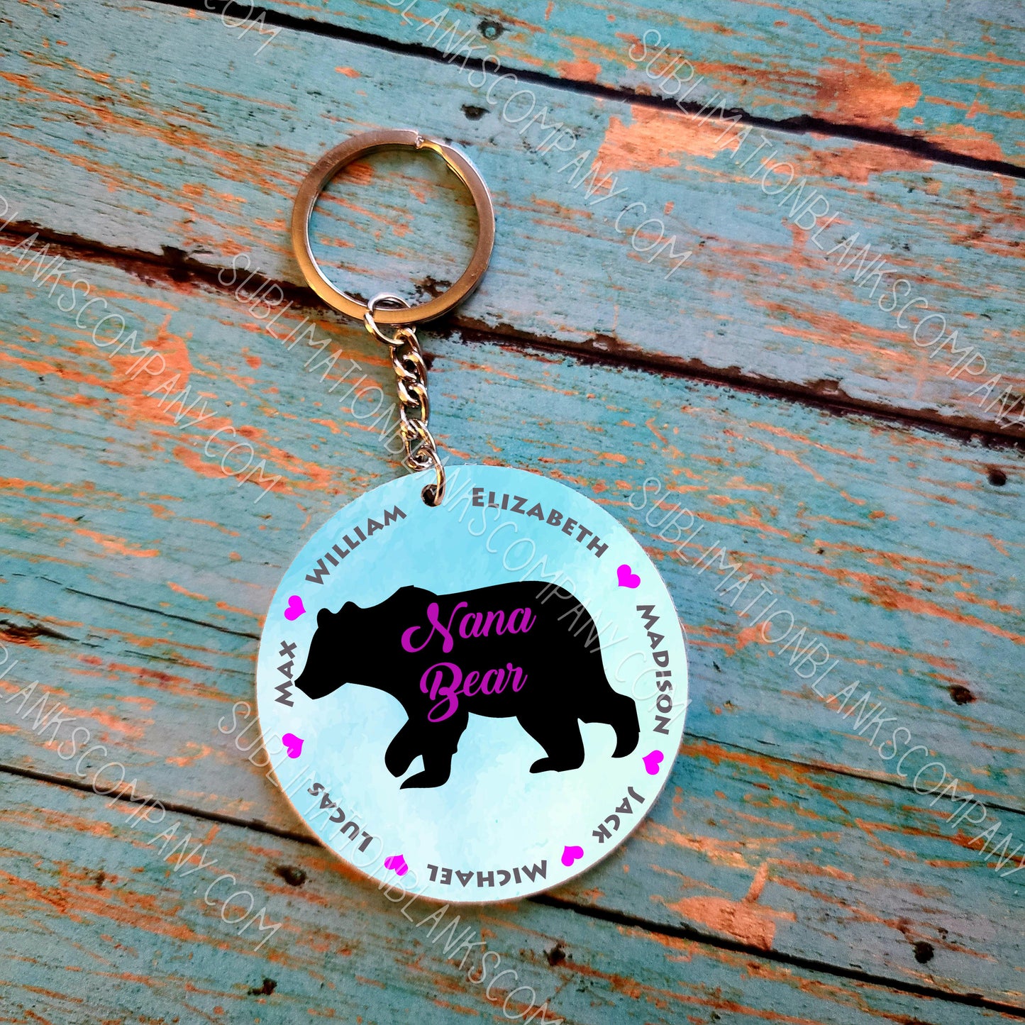 2-Sided Round Circle Aluminum Key Chain Sublimation Blank. Laserable!