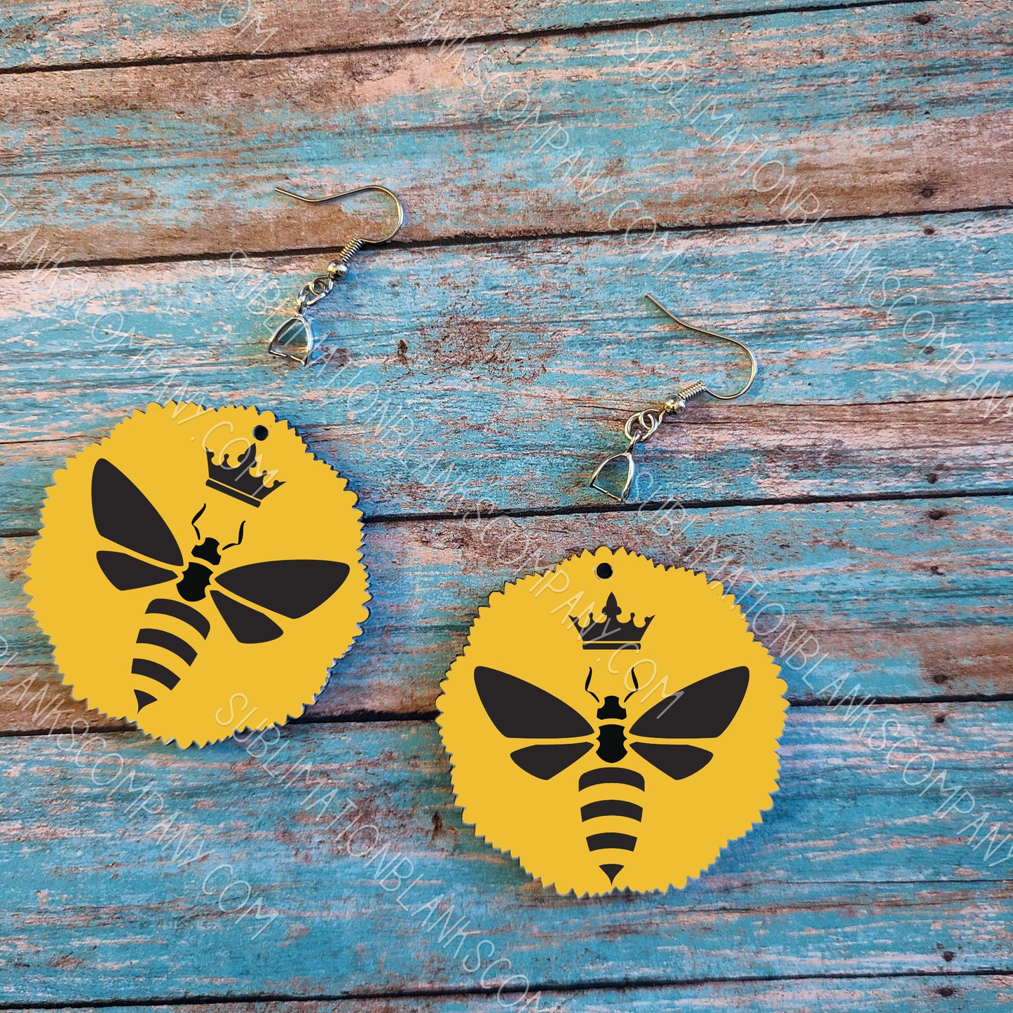 Frilly Edge Round Earrings Sublimation Blank (2 pcs) + Hanging Hardware. Laserable!