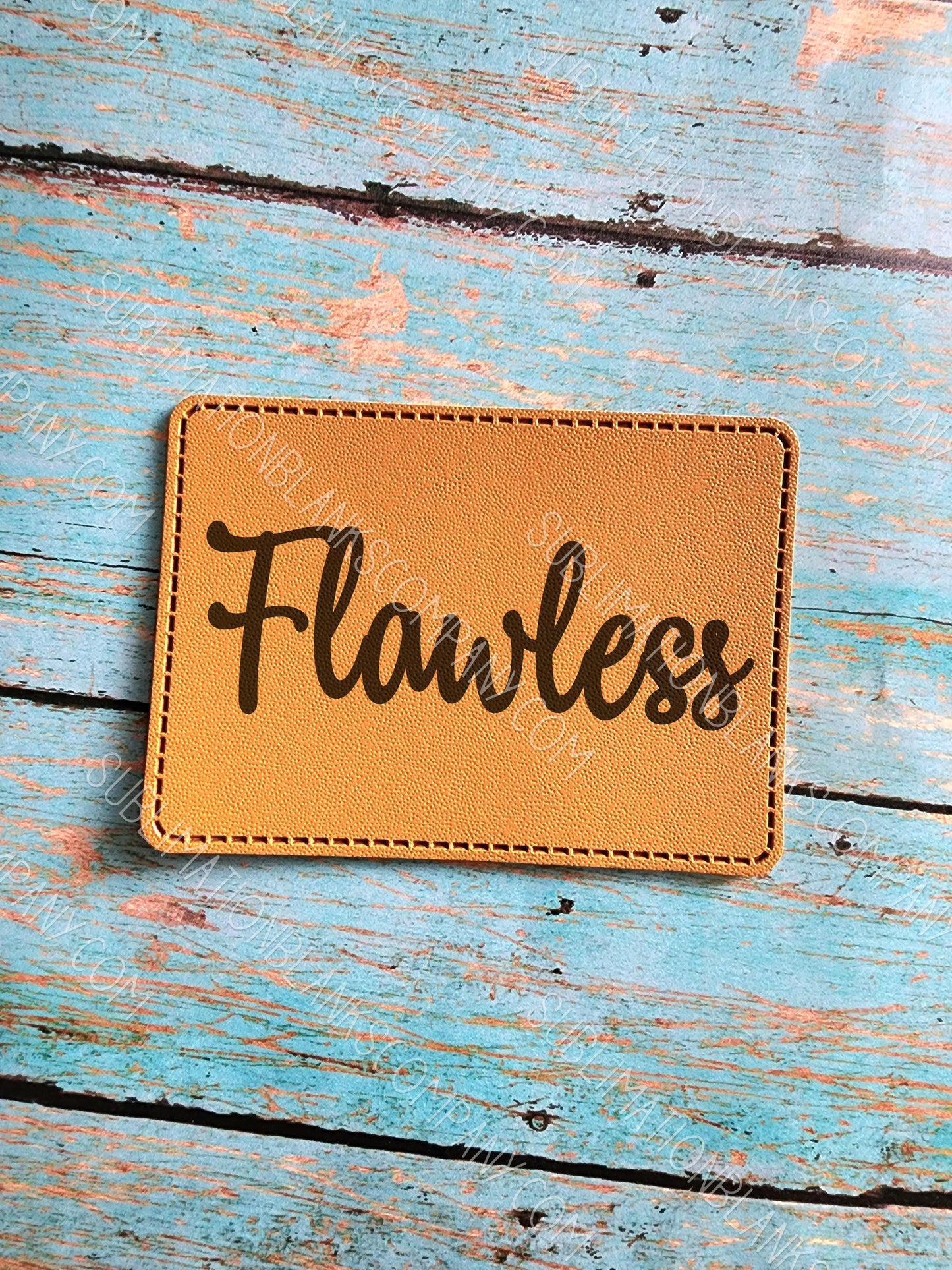 Rectangle 3.5" x 2.5" Retro Sandstone or Tan Leather Hat Patch Sublimation Blank! 4" Rounded Rectangle! Laserable!