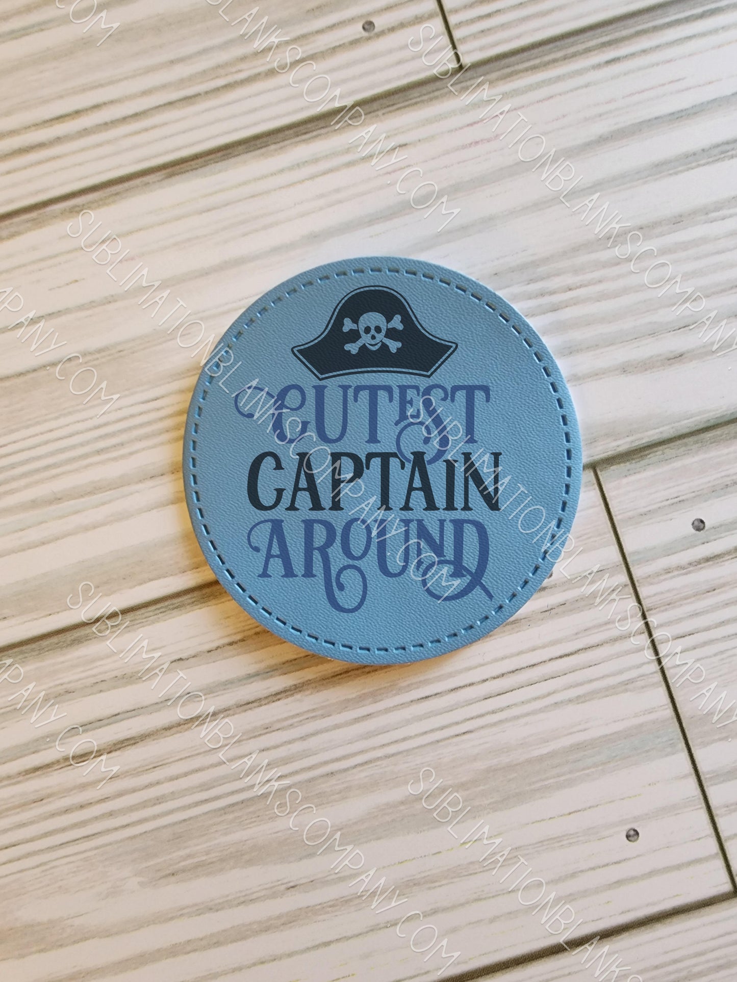 Circle Blue Faux Leather Hat Patch Sublimation Blank! 2.5" Round! PPU Leather. Laserable!