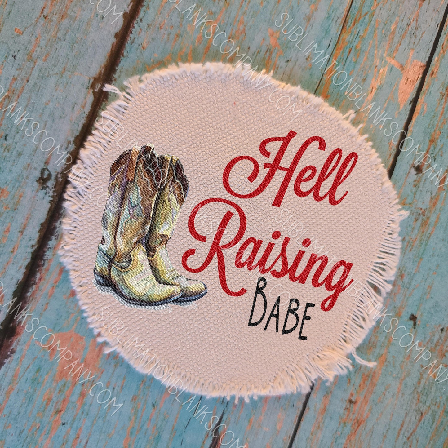 Round Distressed Burlap Hat Patch Sublimation Blank with Glue Paper. Raggy