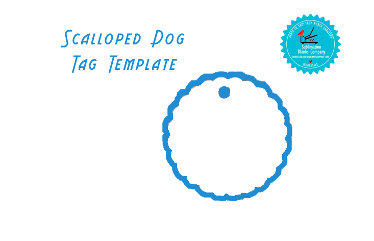 2-Sided Round Scalloped Pet ID Sublimation/Laserable Blank with ring