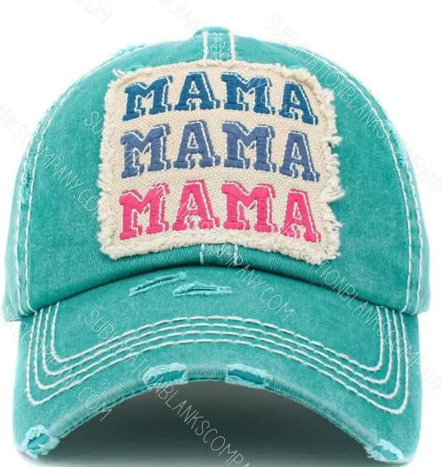 Distressed Adjustable White Thread Trim Unisex Baseball Trucker Hat Cap with Slide Buckle