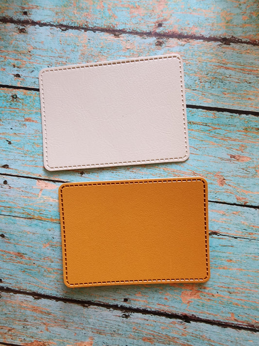 Rectangle 3.5" x 2.5" Retro Sandstone or Tan Leather Hat Patch Sublimation Blank! 4" Rounded Rectangle! Laserable!