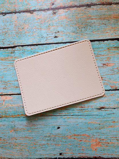 Rectangle 3.5" x 2.5" Retro Sandstone or Tan Leather Hat Patch Sublimation Blank! 4" Rounded Rectangle! Laserable!