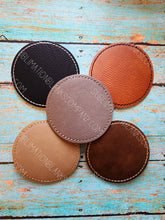 Load image into Gallery viewer, Vegan Stitched Faux Leather 2.5&quot; Round Hat Patch Blank! Laserable!
