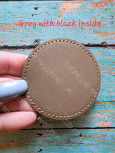 Load image into Gallery viewer, Vegan Stitched Faux Leather 2.5&quot; Round Hat Patch Blank! Laserable!
