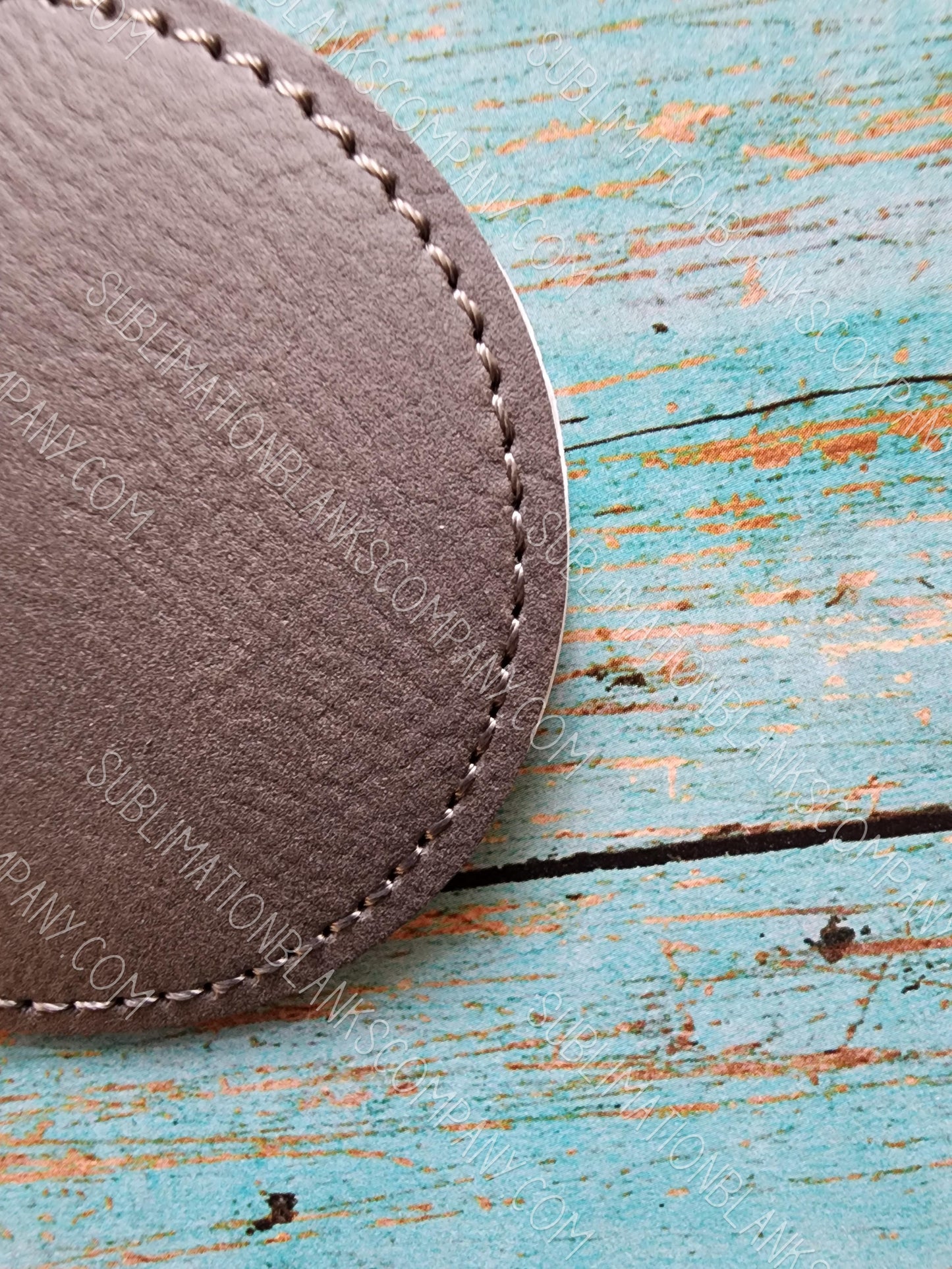Vegan Stitched Faux Leather 2.5" Round Hat Patch Blank! Laserable!