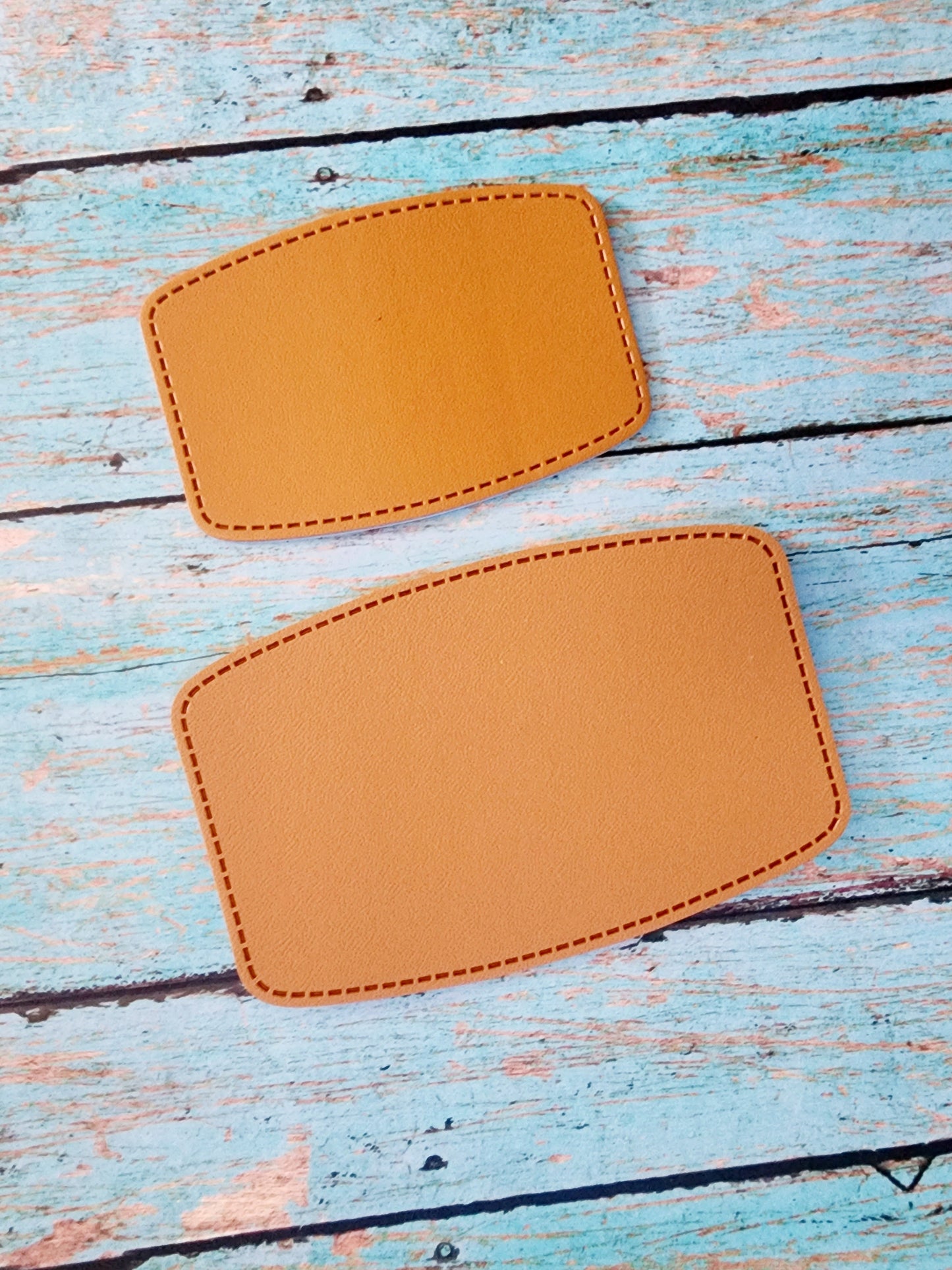 Retro Grey, Sandstone or Tan Leather Hat Patch Sublimation Blank! Rounded Corner Rectangle! Laserable!