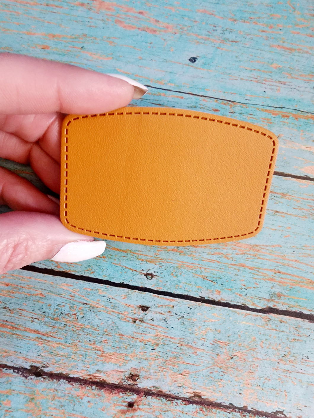 Retro Grey, Sandstone or Tan Leather Hat Patch Sublimation Blank! Rounded Corner Rectangle! Laserable!