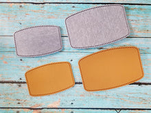 Load image into Gallery viewer, Retro Grey, Sandstone or Tan Leather Hat Patch Sublimation Blank! Rounded Corner Rectangle! Laserable!
