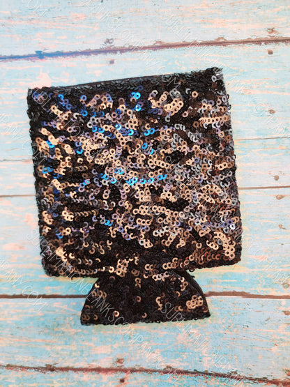 Black Sequin Neoprene Koozie with White Pocket Sublimation Blank! Can Cooler