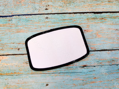 Rounded Rectangle Hat Patch Sublimation Blank with Black Trim White Trim / Large: 4 x 2.50