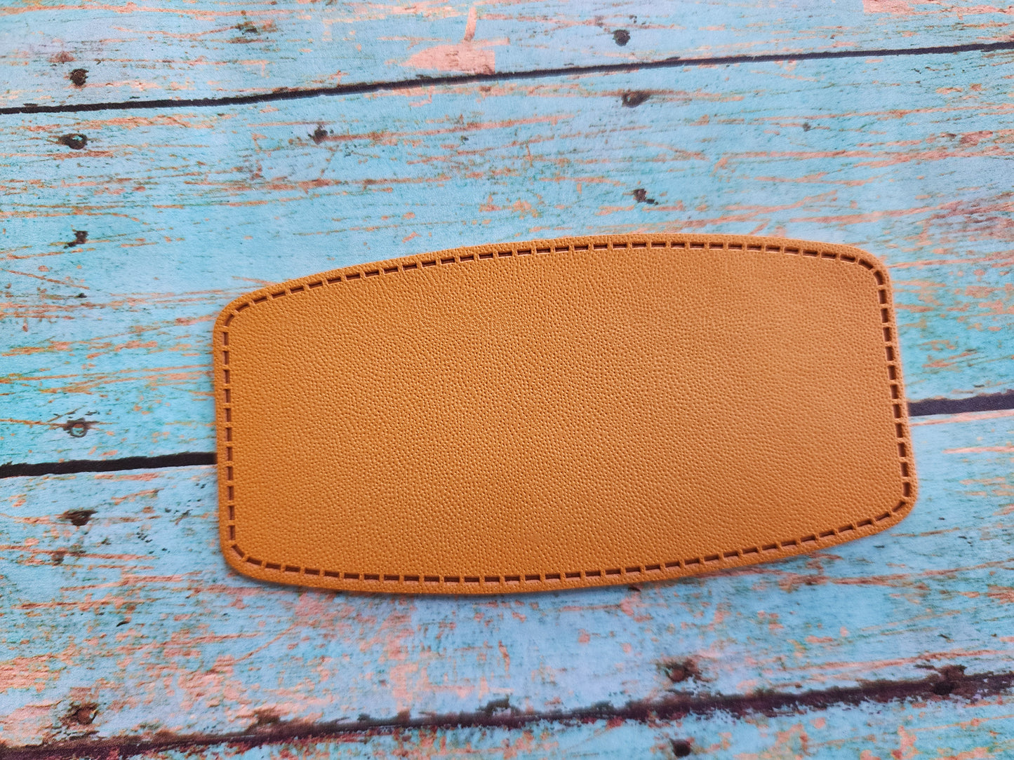 Retro Grey, Sandstone or Tan Leather Hat Patch Sublimation Blank! Rounded Corner Rectangle! Laserable!
