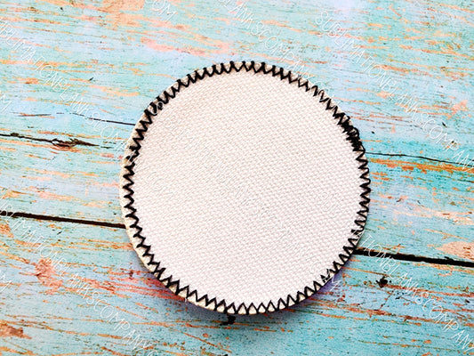 Round 2.5" Zig Zag Stitched Distressed Burlap Sublimation Hat Patch Sublimation Blank with Glue Back