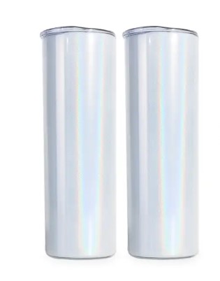 Blank 25-Pack Deal! 20 oz. STRAIGHT Shimmer Rainbow Sublimation Tumbler with Metal Straw/Shrink Wrap/Rubber Bottom! [Not Tapered!] FREE SHIPPING!