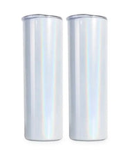 Load image into Gallery viewer, 25-Pack Deal! 20 oz. STRAIGHT Shimmer Rainbow Sublimation Tumbler with Metal Straw/Shrink Wrap/Rubber Bottom! [Not Tapered!]
