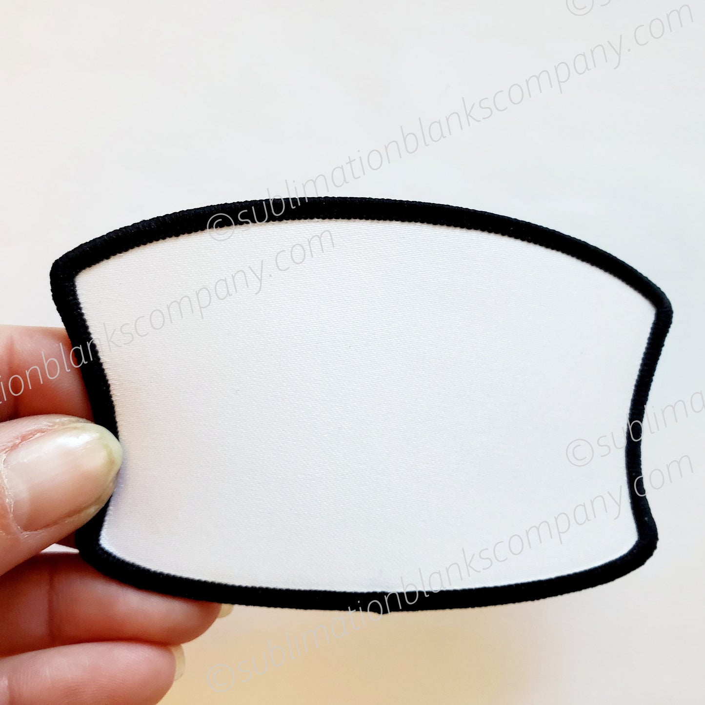 Inverted Rectangle Hat Patch Sublimation Blank with Black Trim
