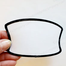 Load image into Gallery viewer, Inverted Rectangle Hat Patch Sublimation Blank with Black Trim
