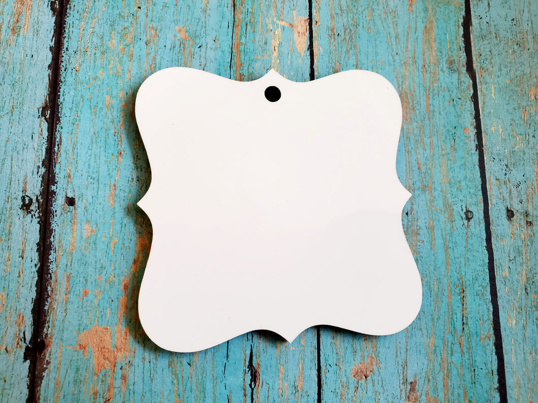 Square MDF Benelux Prague Decorative 2-Sided Christmas Holiday Ornament Sublimation Blank. Also laserable!